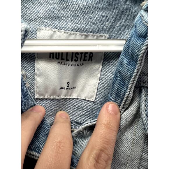 Hollister cropped denim jean jacket womens small y2k 2000s trendy rocker punk - Picture 3 of 7